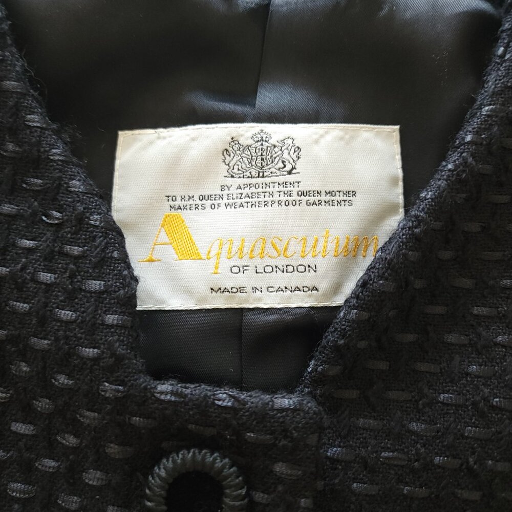Vintage Aquascutum Black Wool Blend Textured Blazer - Picture 4 of 11